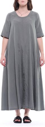 Transit Par-Such Flowing Green Silk Blend Maxi Dress with Relaxed Silhouette