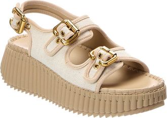 Chlo&eacute; Nama Canvas & Suede Wedge Sandal