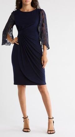 Connected Cape Sleeve Wrap Style Dress in Midnight at Nordstrom Rack, Size 14