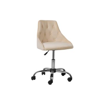Beliani Beliani - Silla De Oficina De Terciopelo Beige Negro Plateado Giratoria Ajustable Parrish