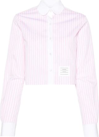 Thom Browne Camicia crop a righe - Rosa