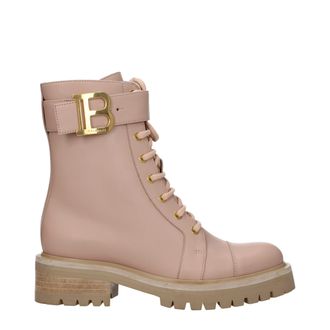 Balmain Beige Leather Ankle Womens Boots