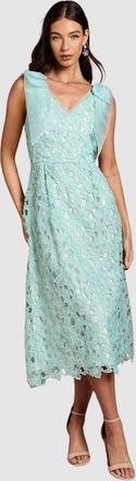 Coast Shoulder Organza Lace Midi Dress in Mint at Nordstrom, Size 14