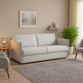 Dmora Sof&aacute; Fijo 3 Plazas Severo, Desenfundable, Lavable Made In Italy, Reposabrazos, 200x95 Cm Gris Claro