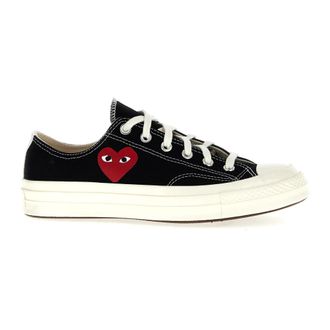 Comme Des Gar&ccedil;ons Sneakers, female, Black, 8 1/2 UK, Small Red Heart Low Top Trainers