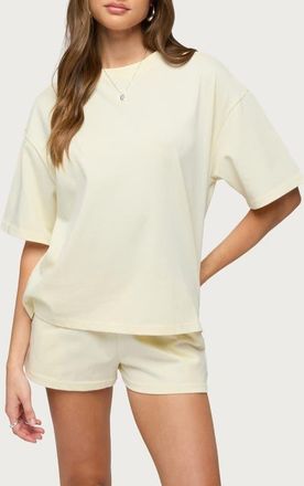 Edikted Cecilia Oversize Cotton T-Shirt in Light-Yellow at Nordstrom, Size X-Small