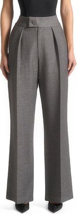 Mani&egrave;re De Voir Elsa High Waisted Tailored Trousers in Grey Marl at Nordstrom, Size 12