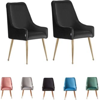 Life Interiors Life Interiors - Juego De 2 Sillas De Comedor De Terciopelo Soho Lux Con Patas De Metal - Silla De Comedor Silla De Comedor Moderna - Silla Tapizada -