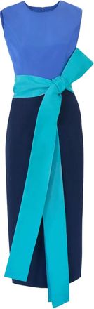 Carolina Herrera Midi-jurk met colourblocking en sjerpdetail - Blauw