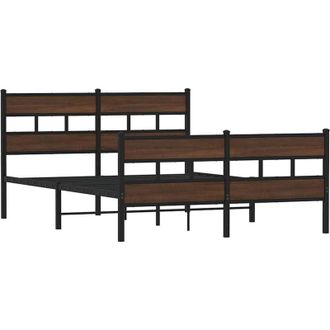 vidaXL Estructura De Cama Sin Colch&oacute;n Metal Marr&oacute;n Roble 160x200 Cm Vidaxl