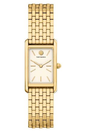 Tory Burch The Eleanor Slim Tank Bracelet Watch, 20mm x 34mm in Gold/White at Nordstrom