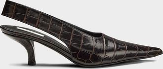 Toteme Croco-Embossed Leather Slingback Pumps