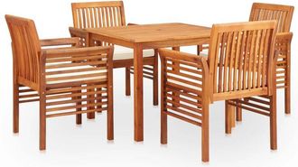 vidaXL Set Comedor De Jard&iacute;n 5 Pzas Y Cojines Madera Maciza De Acacia Vidaxl