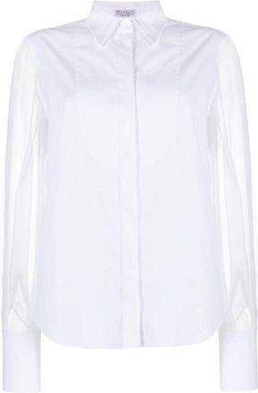 Brunello Cucinelli White Cotton Dress Womens Shirt