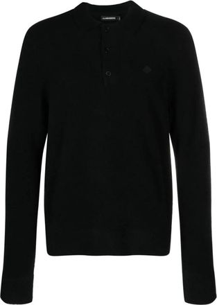 J.Lindeberg Zwarte polo met lange mouwen - Heren - Polos - Zwart - M - Nylon - Tops