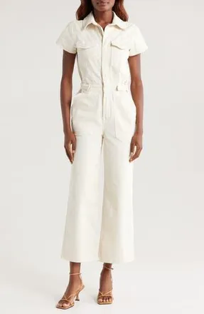 Good American Fit For Success Palazzo Jumpsuit in Ecru at Nordstrom Rack, Size 3X-Large
