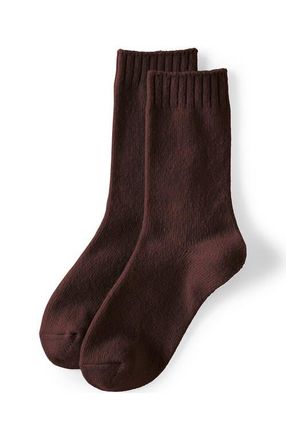Lands End CashTouch Crew Socks in Rich Seal Brown at Nordstrom