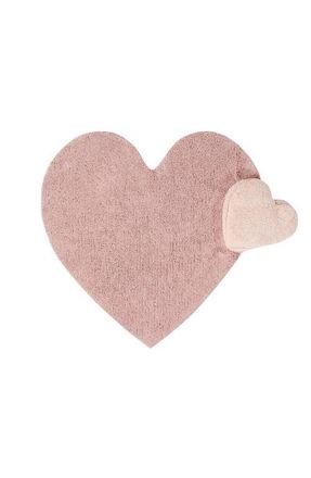 Lorena Canals Puffy Love Heart Washable Cotton Blend Rug & Pillow Set in Blush at Nordstrom, Size Medium