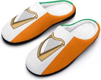 Generic Ireland Harp Irish Flag Funny Mens Cotton Slippers Soft Non-Slip Rubber Sole House Slipper Indoor Outdoor