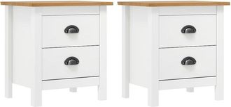 vidaXL Bedside Cabinet Hill 2 pcs White 18.1x13.8x19.5 Solid Pine Wood