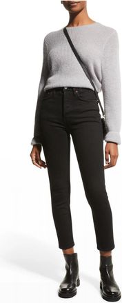 Re/Done 90S High Rise Ankle Cropped Jeans In Noir