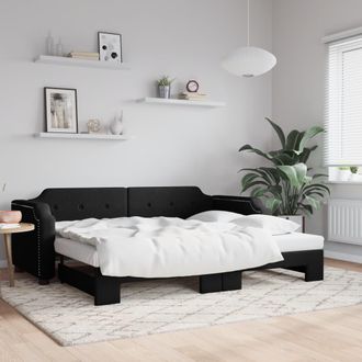 vidaXL Sof&aacute; Cama Nido Tela Negro 80x200 Cm Vidaxl