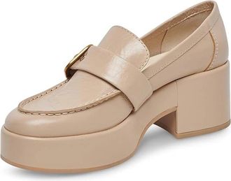 Dolce Vita Womens Dolce Vita Yonder Loafer Beige Patent Leather Slip On Block Heel HTAT248