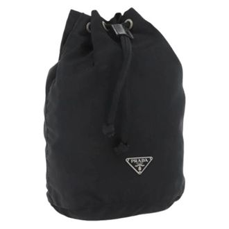 Prada Pre-owned Bucket Bags, female, Black, Size: ONE SIZE Pre-owned Nylon Pouch