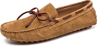 Generic Mens Loafers Round Toe PU Leather Moccasins Boat Shoes Flexible Slip Resistant Lightweight Wedding Slip-on(Brown,8.5 UK)
