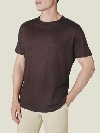 Luca Faloni Chocolate Brown Linen Jersey T-Shirt