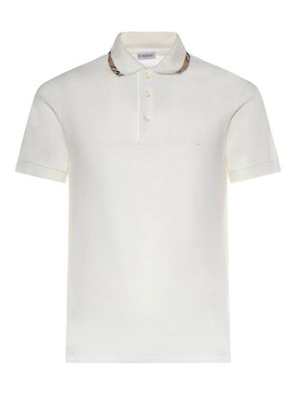 Burberry Cotton Polo Shirt With Check Trim
