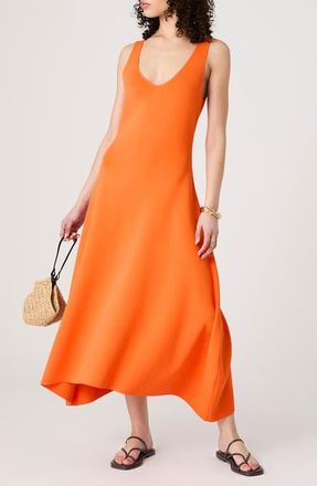 French Connection Knit Fit & Flare Midi Dress in Miami Orange at Nordstrom, Size X-Small