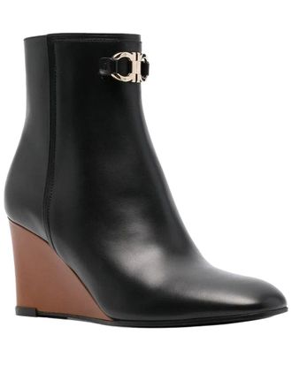 Ferragamo 70Mm Leather Wedge Ankle Boot