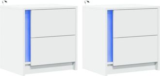 vidaXL Vidaxl - Mesitas de noche con luces led 2 uds madera ingeniería blanca