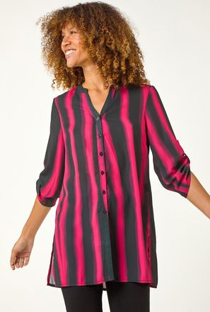 Roman Linear Print Longline Blouse