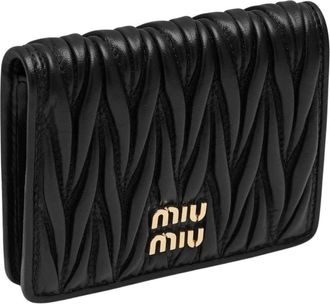 Miu Miu Accessoires, Dames, Zwart, ONE Size, Leer, Kleine Matelass&eacute; Nappa Leren Portemonnee