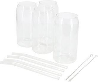 Gibson Home Zadie 10 Piece Glass Tumbler and Straw Set in Clear at Nordstrom