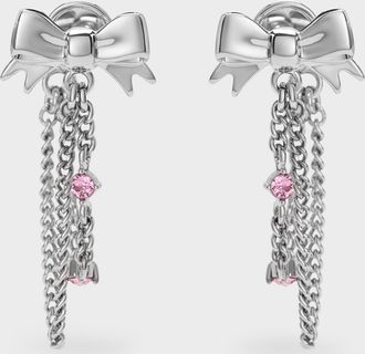 Charles & Keith Paige Crystal-Chain Bow Drop Earrings
