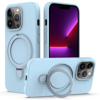 OEM Funda Magn&eacute;tica De Silicona L&iacute;quida Para Iphone 12 Pro Max, Compatible Con Carga Magsafe Y Soporte De Anillo, Color Azul Cielo