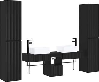 vidaXL Juego De Muebles De Ba&ntilde;o 5 Uds. Negro 33 X 34,5 X 160 Cm Vidaxl