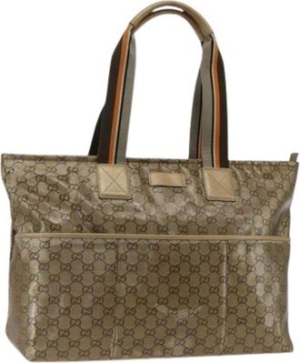Gucci Pre-owned Tote Bags, female, Beige, Size: ONE SIZE Pre-owned Vintage GG Canvas Tote Bag