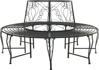vidaXL Banco De &Aacute;rbol 8-n&uacute;mero De Plazas &Oslash; 160 X 89 Cm Acero Negro Vidaxl