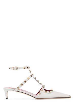 Valentino Garavani White Leather Rockstud Pumps