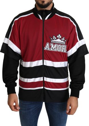 Dolce & Gabbana Mens Amor Knit Track Jacket - Dark Red Nylon - Size EU 48 (Mens)