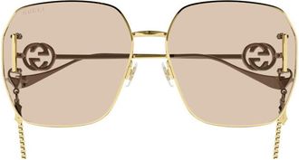 Gucci Geometric Full-Rim Gold Sunglasses - Gold