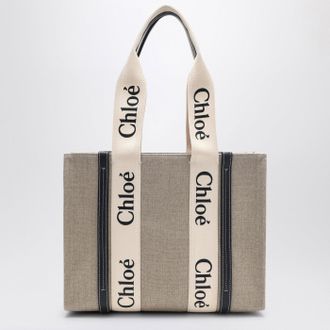 Chlo&eacute; Medium Woody tote bag in beige canvas