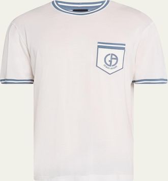 Giorgio Armani Mens Short-Sleeve Contrast Embroidered Shirt