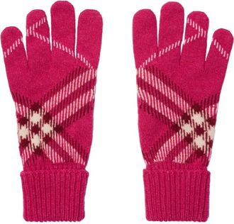 Burberry Geruite handschoenen - Roze