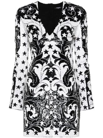 Balmain sequinned mini dress - women - Silk/Acrylic/Viscose/Polyester/Polyamide - 38 - Black