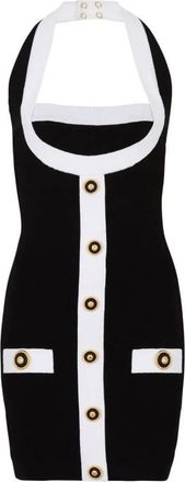 Balmain Two-Tone Halterneck Mini Dress, Brand Size 34 ( US Size 2 )